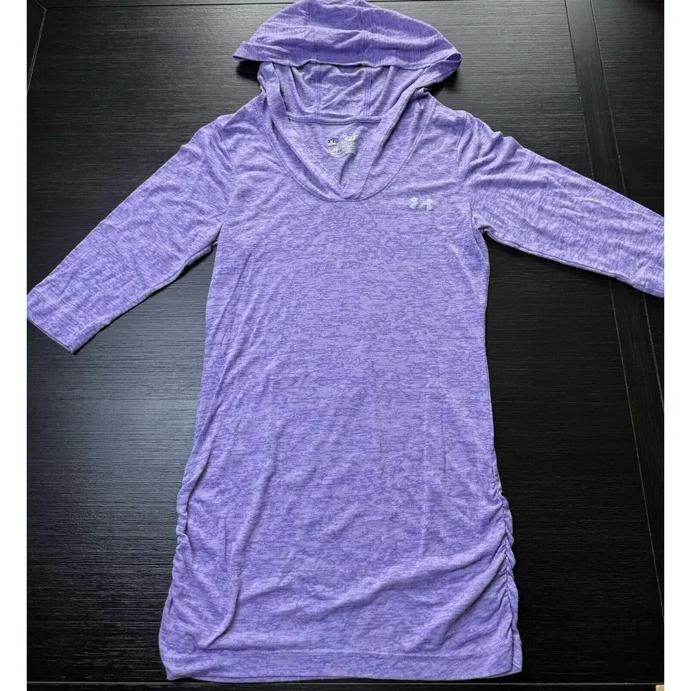 Under Armour Woman’s Semi Fitted Hooded Athletic Shirt Size S, Running Training - Picture 1 of 5